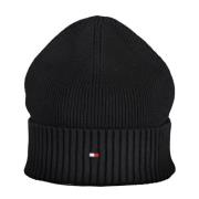 Geborduurd Logo Katoenen Beanie Zwart Tommy Hilfiger , Black , Heren