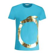 Korte Mouw Logo Print T-shirt Blauw Trussardi , Blue , Heren