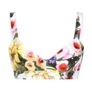 Bloemenprint V-hals Crop Top Dolce & Gabbana , Yellow , Dames