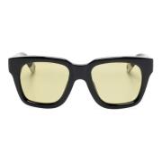 Vierkante Frame Zonnebril Zwart Geel Zilver Jacquemus , Black , Heren