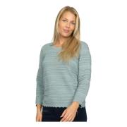 Groene Sweater Lara met Ronde Hals 2-Biz , Green , Dames