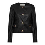 Vintage-geïnspireerde Leren Jas Designers Remix , Black , Dames