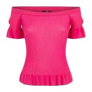 Roze Barbie Boothals Pofmouw Top Elisabetta Franchi , Pink , Dames