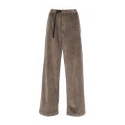 Bruine Corduroy Broek met Riem White Sand , Brown , Dames