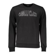 Zwarte Sweatshirt met Geborduurd Logo Cavalli Class , Black , Heren