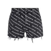 Faded Effect High-Waisted Shorts Grey Alexander Wang , Gray , Dames