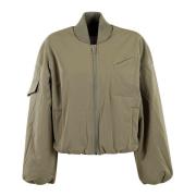 Oversized Short Bomber Jacket Ganni , Green , Dames