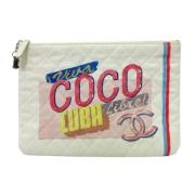 Pre-owned Canvas clutches Chanel Vintage , White , Dames