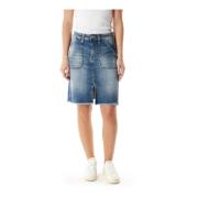 Denim Rok met Middelhoge Taille Le Temps Des Cerises , Blue , Dames