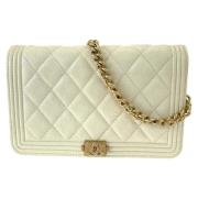 Pre-owned Leather crossbody-bags Chanel Vintage , White , Dames