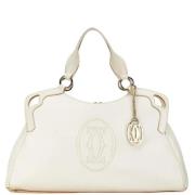 Pre-owned Leather handbags Cartier Vintage , White , Dames