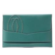 Pre-owned Leather clutches Cartier Vintage , Green , Dames