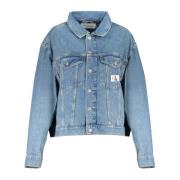 Blauwe Denim Jack Lange Mouw Gewassen Calvin Klein , Blue , Dames