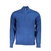 Blauwe Geborduurde Sweater met Halve Rits U.s. Polo Assn. , Blue , Her...