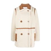 Chloe Faux Shearling Jas - Wit Stand Studio , White , Dames