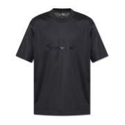 T-shirt met geborduurd logo Emporio Armani , Black , Heren