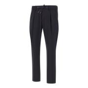 Blauwe Crepe Broek met Elastische Taille Herno , Blue , Heren