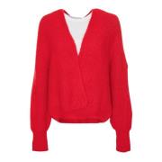 Alpaca Blend Oversized Cardigan American Vintage , Red , Dames