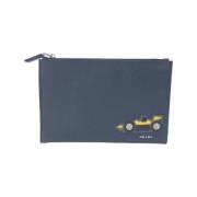 Pre-owned Leather clutches Prada Vintage , Blue , Dames