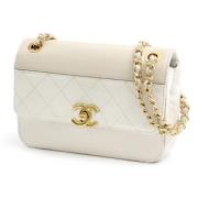 Pre-owned Leather chanel-bags Chanel Vintage , White , Dames