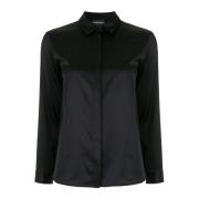 Klassieke Button-Up Shirt Zwart Emporio Armani , Black , Dames