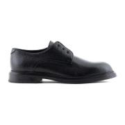 Zwarte Leren Derby Veterschoenen Emporio Armani , Black , Heren