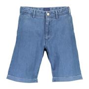 Lichtblauwe Katoenen Denim Shorts voor Heren Gant , Blue , Heren