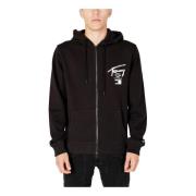 Zwarte Bedrukte Hoodie met Rits Tommy Hilfiger , Black , Heren