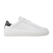 Leren Sneakers met Stijlvolle Zool Tommy Hilfiger , White , Heren