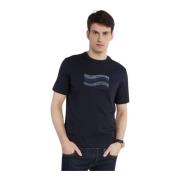 Multi Logo Katoenen T-shirt Armani Exchange , Blue , Heren