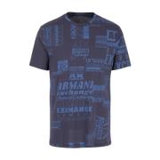 Logo Print Katoenen T-shirt - Blauw Armani Exchange , Blue , Heren