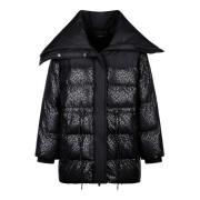 Zwarte Logo Puffer Jas Pinko , Black , Dames