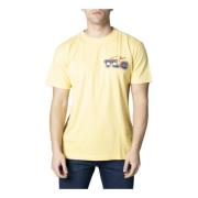 Gele Print T-shirt Mannen Herfst/Winter Tommy Hilfiger , Yellow , Here...