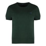 Ribgebreide korte mouw trui Ralph Lauren , Green , Dames