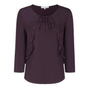 Pruim Ruche Blouse 3/4 Mouw Patrizia Pepe , Purple , Dames