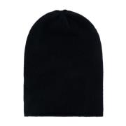 Platte Gebreide Beanie Hat Allude , Black , Dames