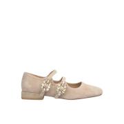 Rhinestone Ballerina Flats Alma EN Pena , Beige , Dames