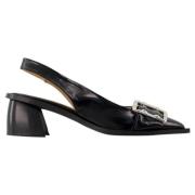 Leather flats Ganni , Black , Dames