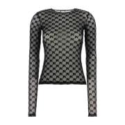 Stijlvol Zwart Mesh Top Palm Angels , Black , Dames