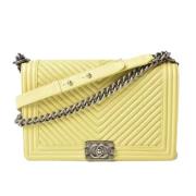 Pre-owned Leather chanel-bags Chanel Vintage , Yellow , Dames