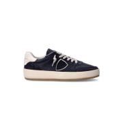 Blauw Navy Leren Sneakers met Witte Spoiler Philippe Model , Blue , He...