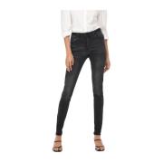 Mid Waist Skinny Jeans met Bloemmotief Jacqueline de Yong , Black , Da...