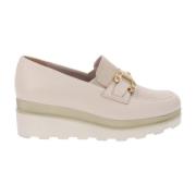 Leren en stoffen damesslippers Cinzia Soft , Beige , Dames