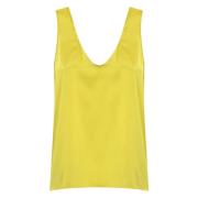 Gele Zijden Mouwloze Top Pinko , Yellow , Dames