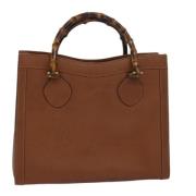 Pre-owned Leather handbags Gucci Vintage , Brown , Dames