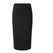 Hoge Taille Midi Rok met Split Alberto Biani , Black , Dames