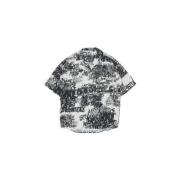 Seizoenslogo Print Button-Up Shirt Acne Studios , Black , Heren