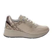 Leren Sneakers voor Vrouwen Nerogiardini , Beige , Dames