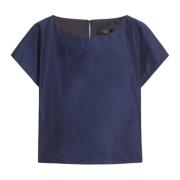 Zijden Blend Boxy Top met Kimono Mouwen Max Mara Weekend , Blue , Dame...