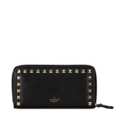 Pre-owned Leather wallets Valentino Vintage , Black , Dames